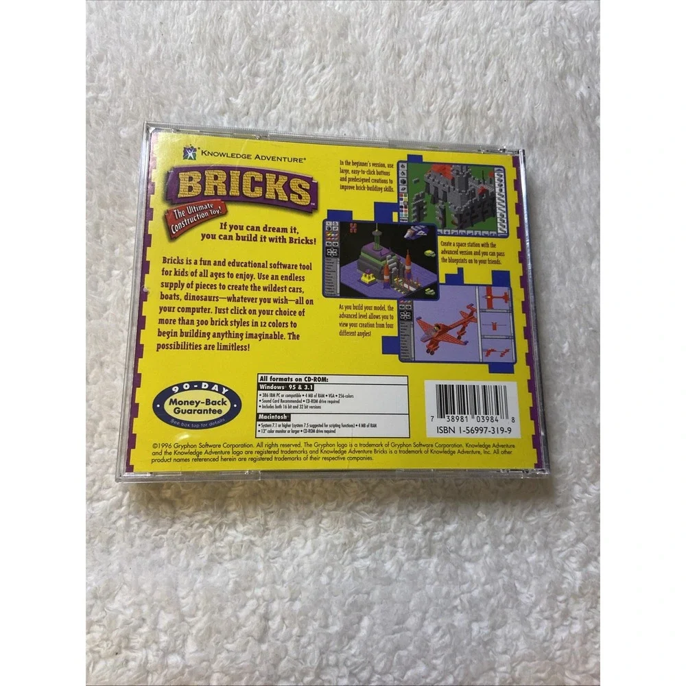 Bricks by Knowledge Adventure Vintage Windows Mac PC CD ROM Ages 6-12 Build